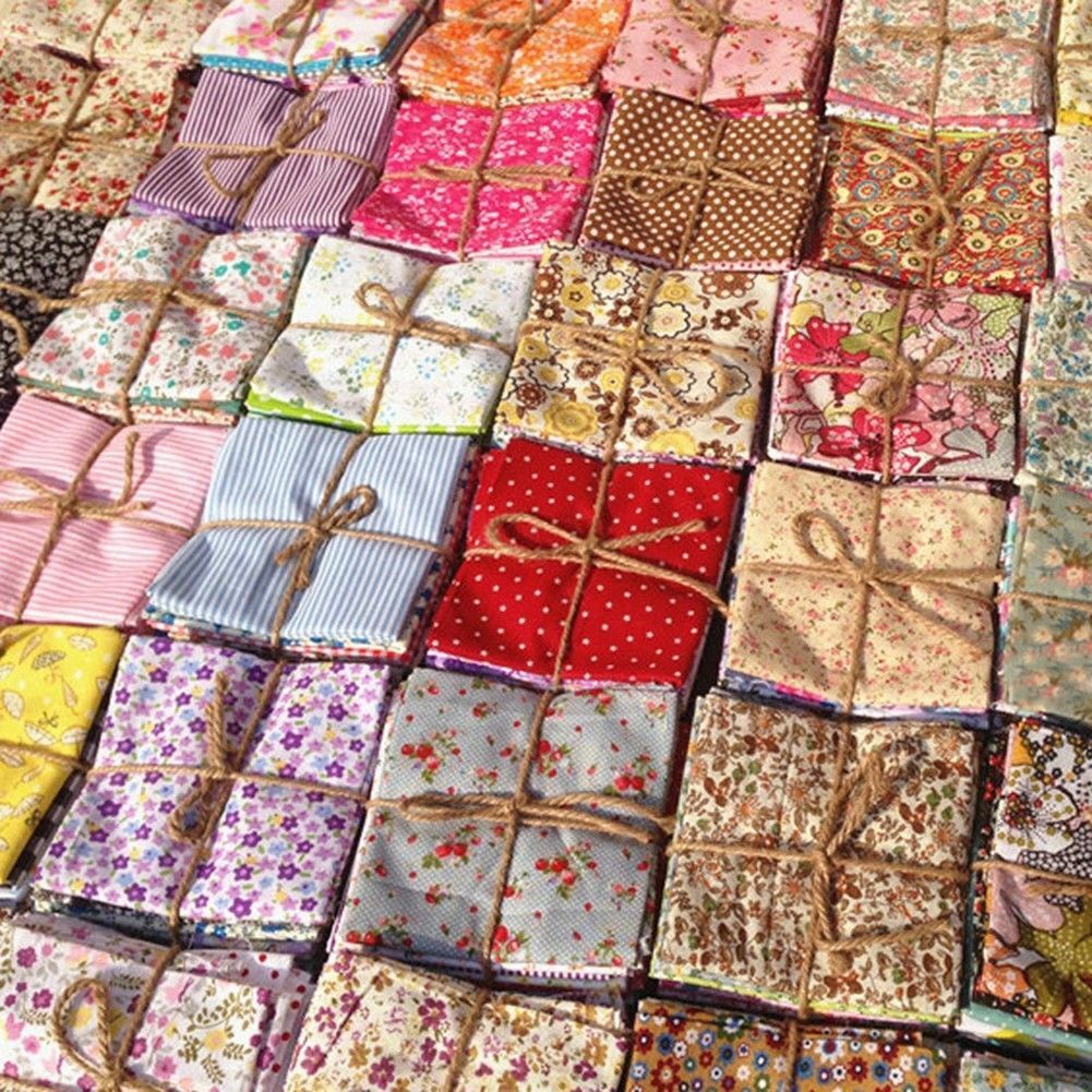 50PCS 10x10cm DIY Square Floral Cotton Fabric Patchwork Cloth For Craft Sewing