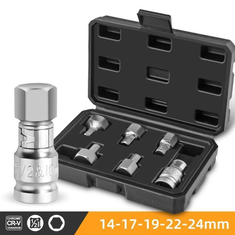 Impact Hex Driver Set with Storage Case 6-Piece 14mm-24mm Cr-V Electric Wrench