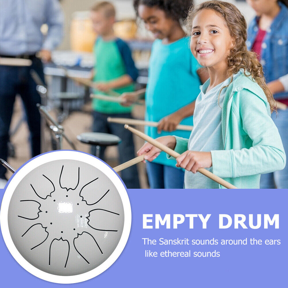 6 inch 8 Tune Steel Tongue Drum Set with Drumstick Pad Carrying Bag (White)
