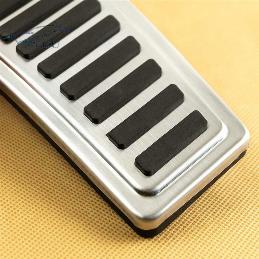 Gas & Brake Pedal Cover Brushed Stainless Steel W/ TPE Rubber For 19-21 Ram 1500