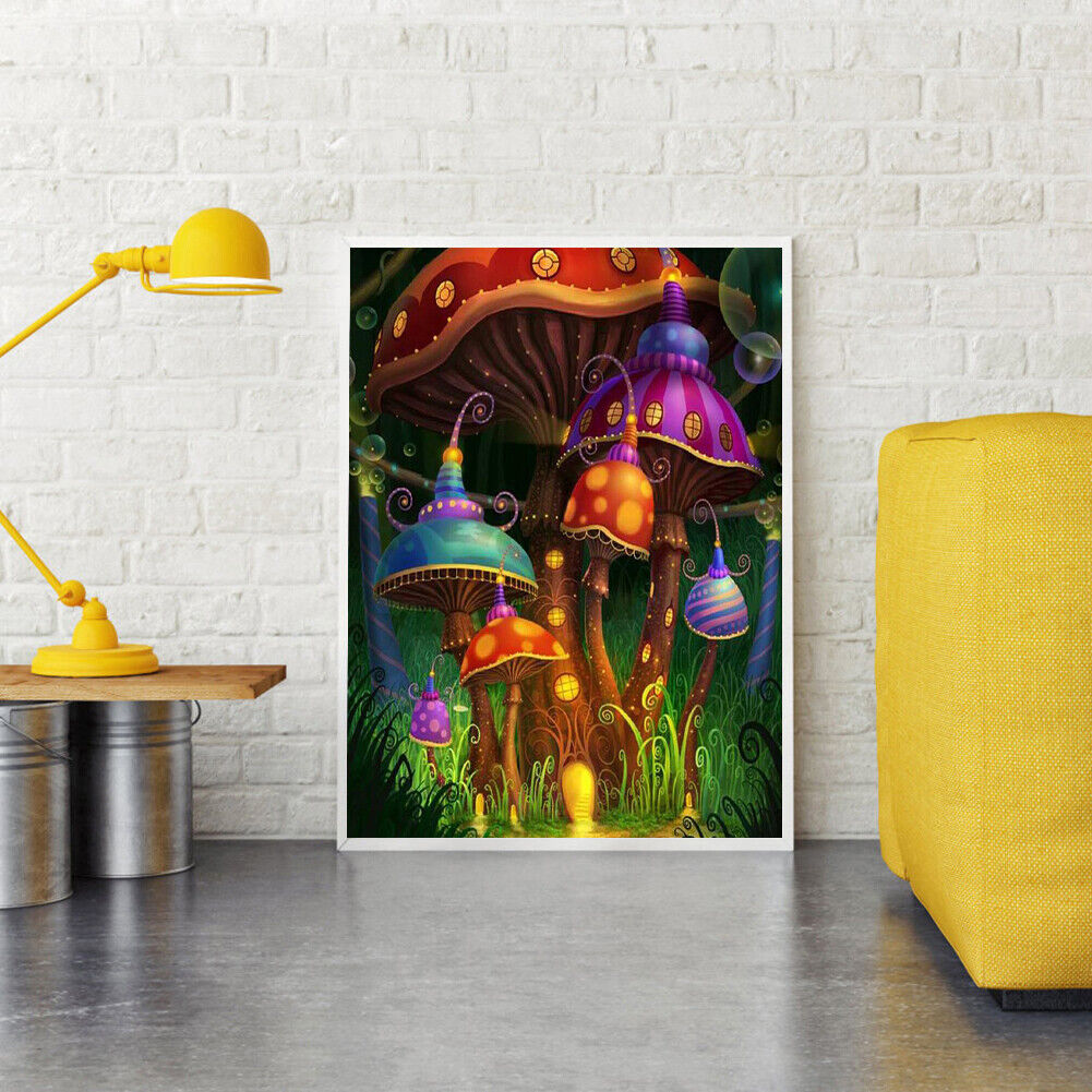 Diamond Painting Mushroom House Full Square Rhinestone Picture Home Decor
