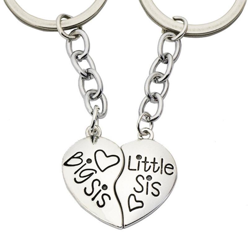 2 PCS Heart Broken Keyring Keychain Big Sis Little Sis for Sister Best Friends
