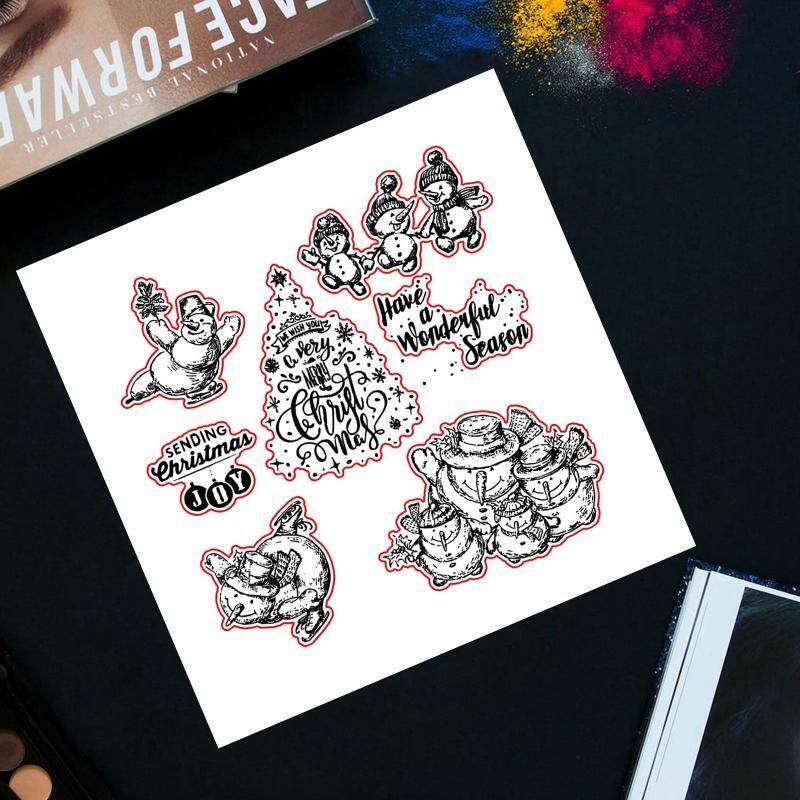 Merry Christmas Snowman Metal Cutting Dies Clear Stamp Set For DIY Scrapbooking