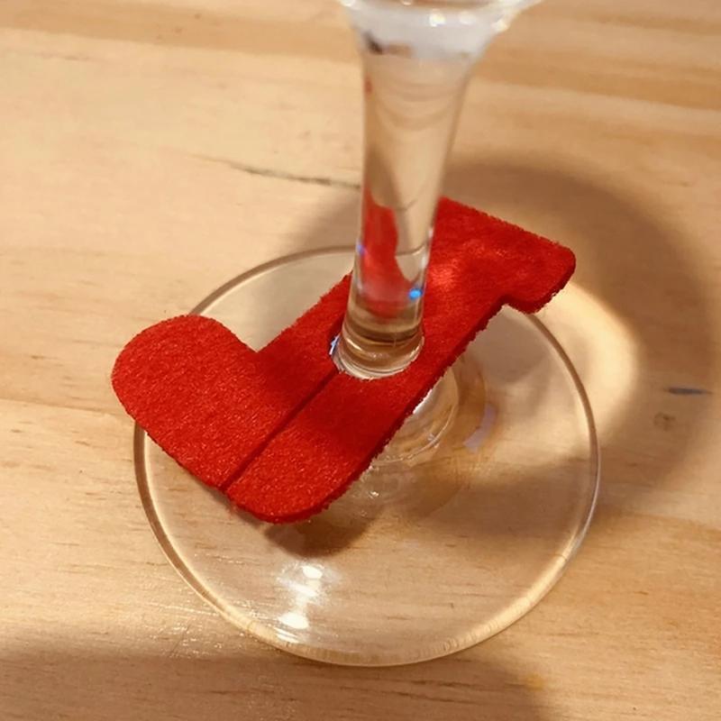 Felt Christmas Cup Decoration Wine Glass Ring Ornaments Pendant Set of 9
