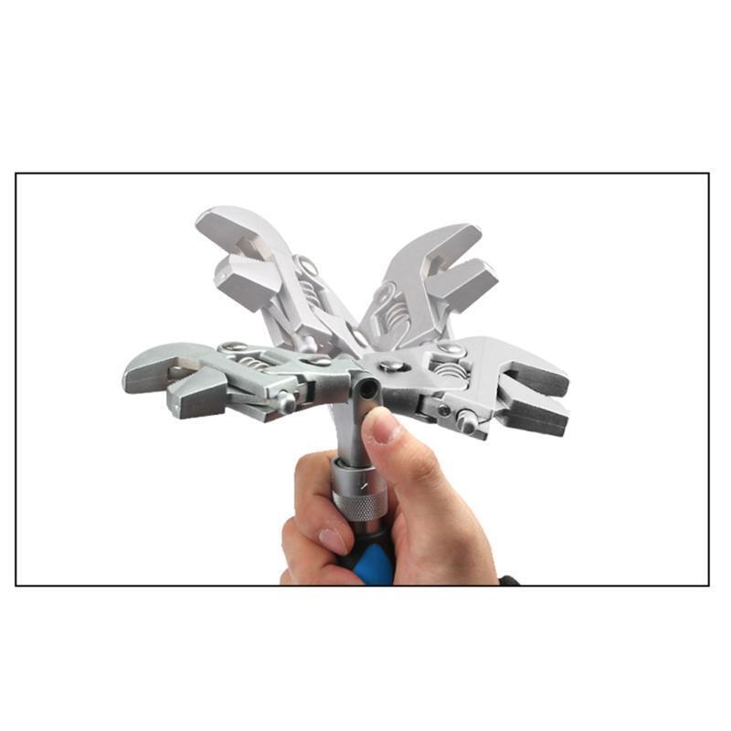 5 in 1 Adjustable Ratchet Wrench 10 Inch Torque Wrench with 180° Folding Spanner