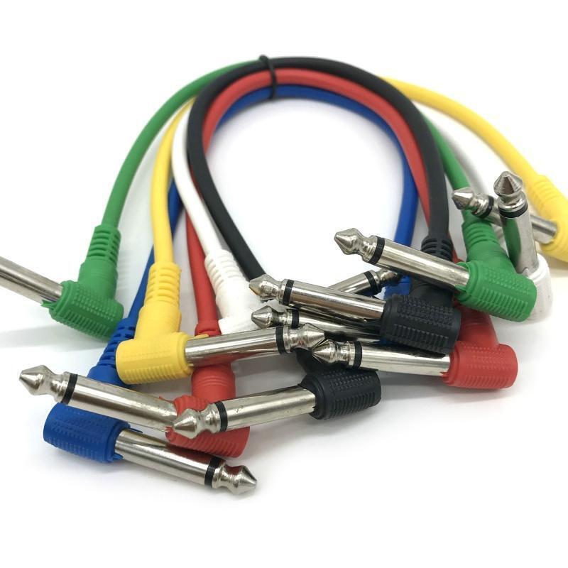 PVC and Metal Guitar Audio Cables, 6-lamp Cables 30cm, 6.35mm Right Angle