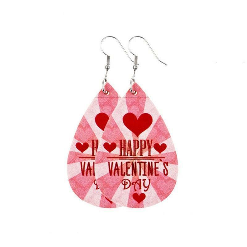10 Pairs Valentine Day Leather Earrings Love Dangle Heart Leather Earrings Kit