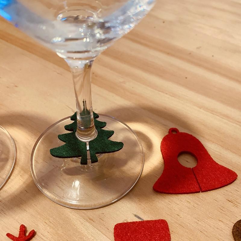 Felt Christmas Cup Decoration Wine Glass Ring Ornaments Pendant Set of 9