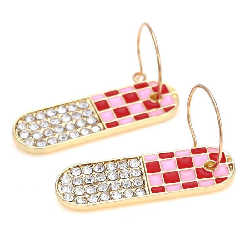 Geometric Oil Drop Lattice Earrings Korean Temperament All-match Pill Earrings