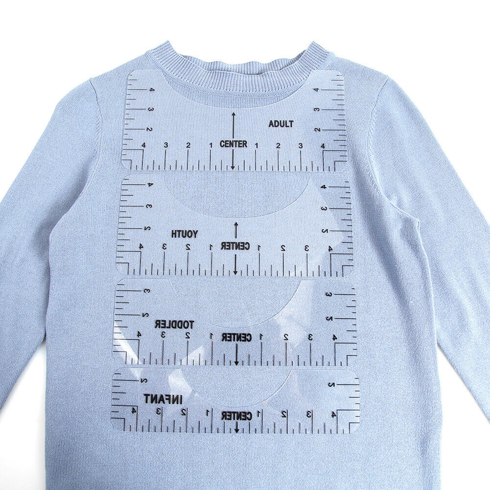 4pcs T-Shirt Alignment Ruler Guide Fabric DIY Chart Sewing Measuring Ruler