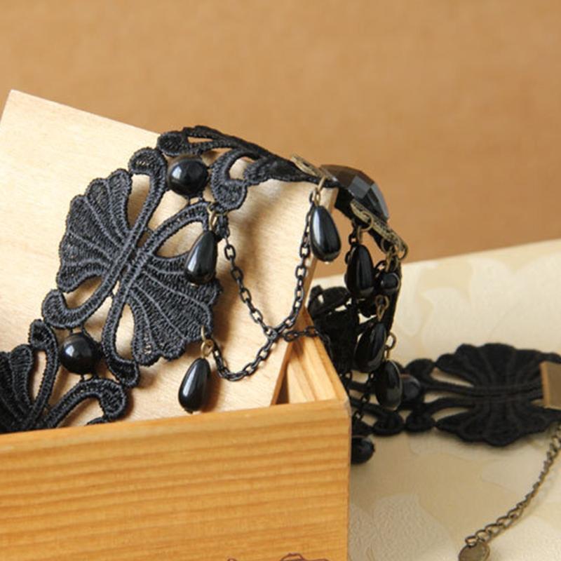 Black Lace Gothic Statement Choker Collar Necklace Victorian Lolita Choker