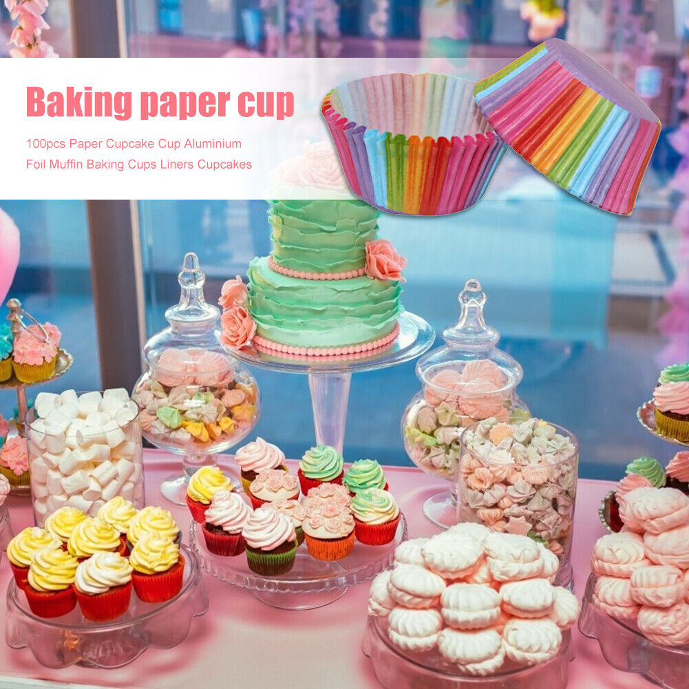 100pcs Paper Cupcake Cup Aluminium Foil Muffin Baking Cups Bakeware Mold