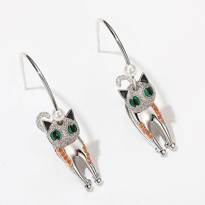Diamond Cat Earrings Geometric Drop Statement Earring Party Fashion Jewelry Gift