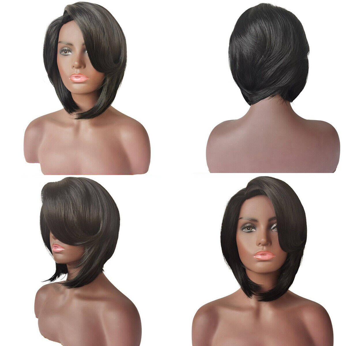 Black Curly Straight Short Bob Wigs Cut Wig Brazilian Hair Wigs for Women