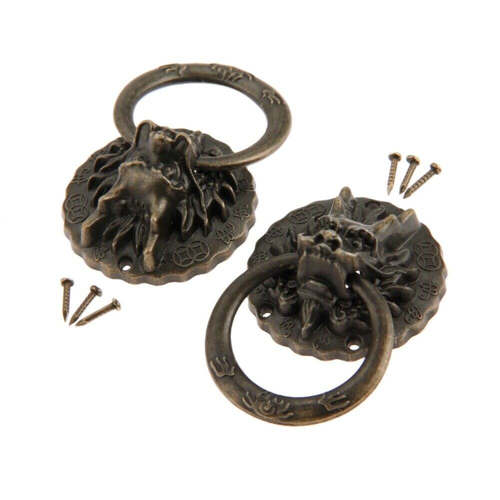 Elegant Drawer Cabinet Knob Ring Dragon Head Furniture Cupboard Door Pull Handle