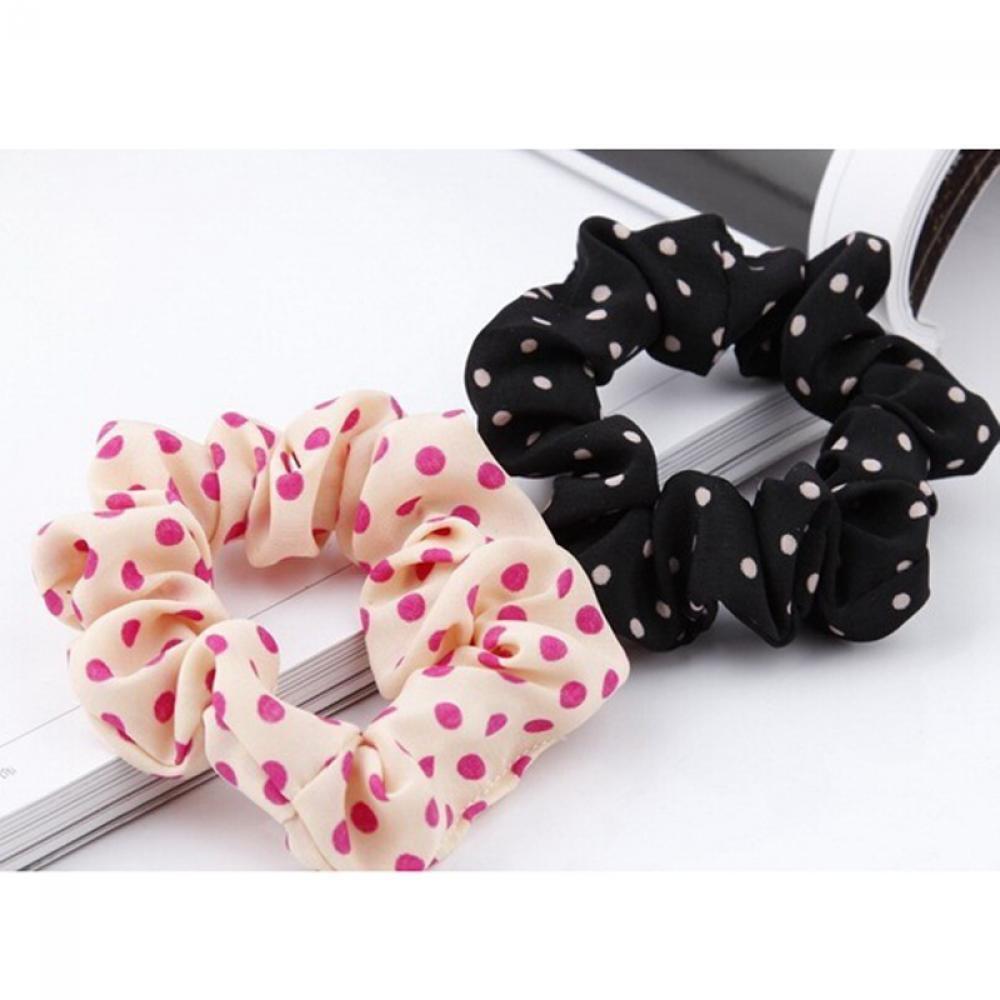 Fashion Elastic Girl Hair Band Rope Ponytail Holder Scrunchie Dot Print