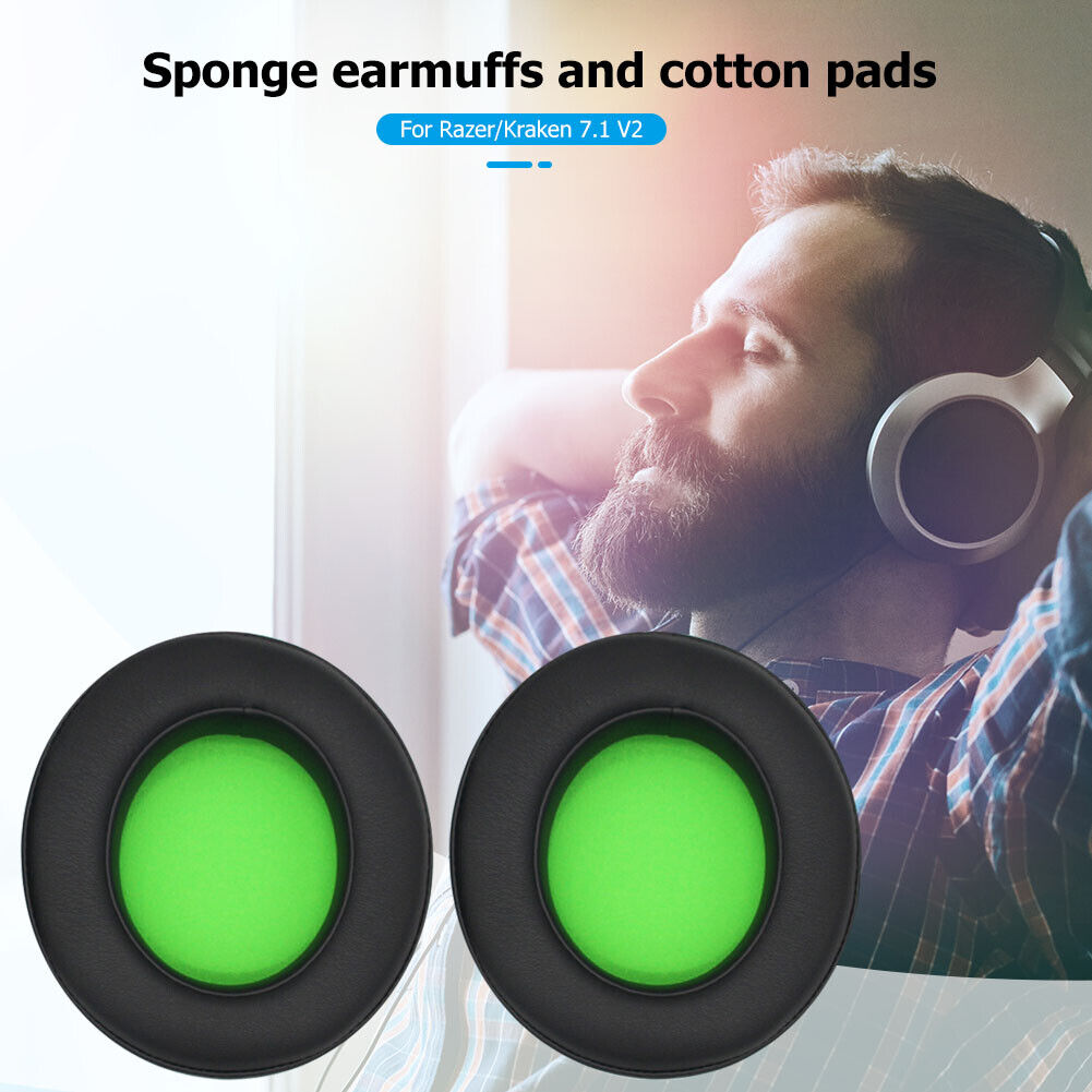 2x Leather Foam Gaming Headset Replacement Ear Pads for Razer Kraken 7.1 V2