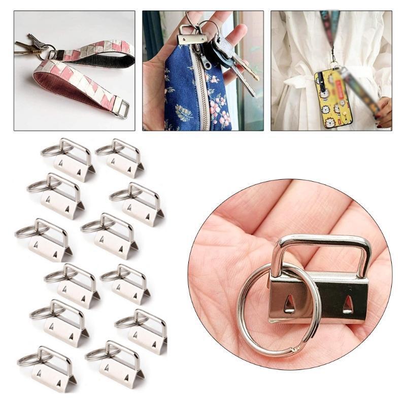 50pcs 1 Inch Key Fob Hardware Set with Split Rings Pliers for DIY Wristlet Clamp
