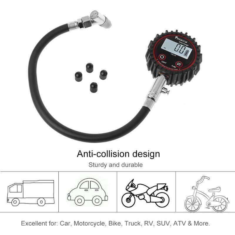 LCD Display Digital Tire Air Pressure Gauge 200 PSI High Accuracy Barometers for