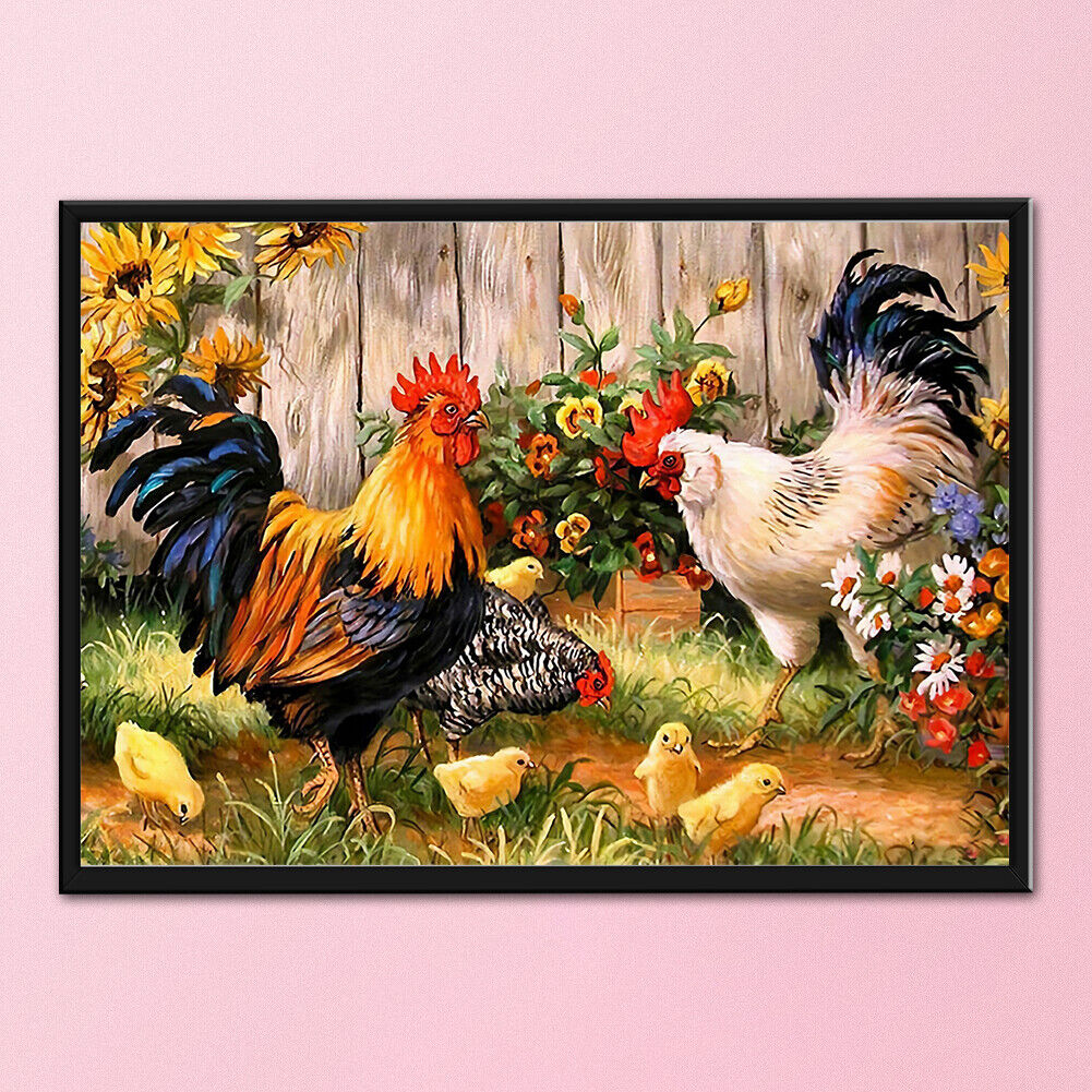 DIY Chicken Animal Pattern Stamped 11CT Full Embroidery Cross Stitch Kits