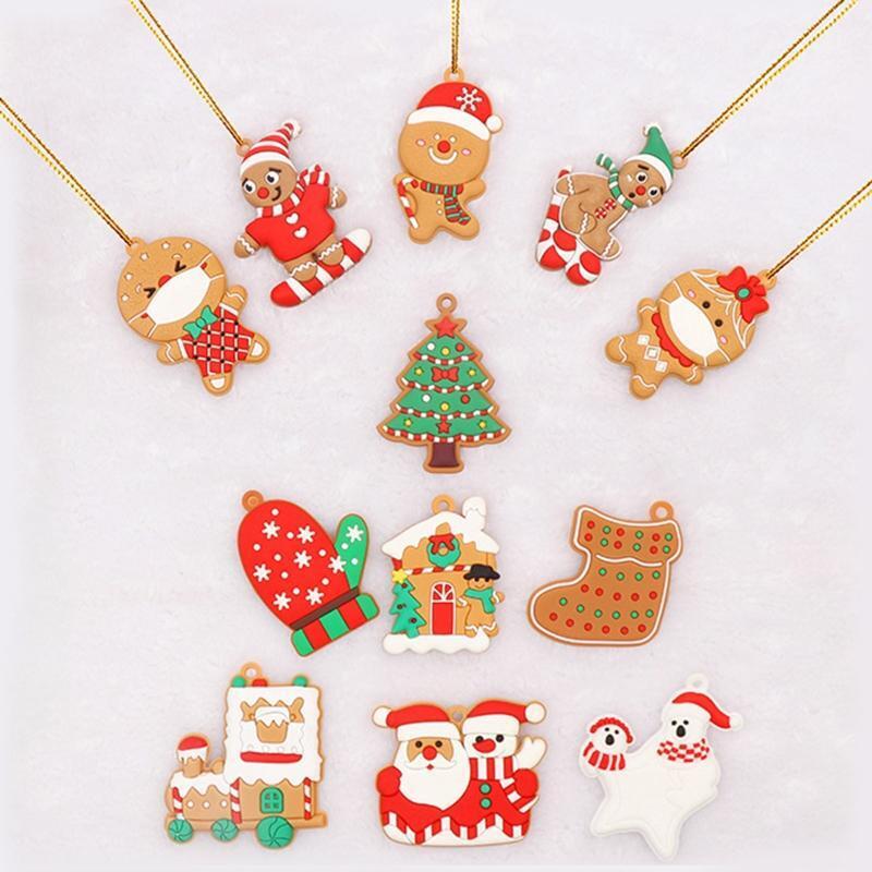 12x Christmas Tree Decor Mini Gingerbread Man Ornaments Hanging for Xmas Party