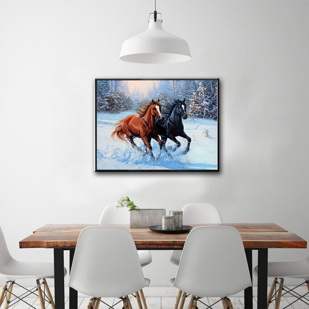 Two Horse DIY Diamond Painting Cross Stitch Kit Embroidery Home Decor Craft