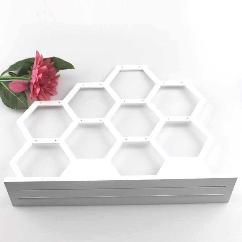 Natural Wood White Honeycomb Jewelry Earring Display Stand Up to Hold 9 Earrings