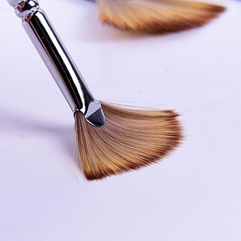 Fan-shaped Drawing Brush Wooden Handle Paint Brush 3 Types for Kids Beginners