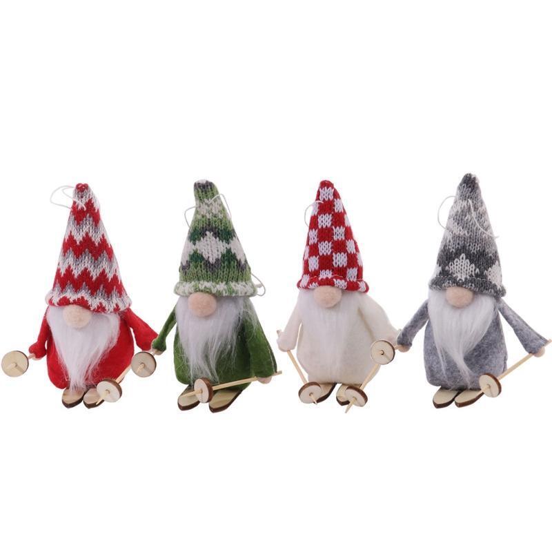 Christmas Striped Hat Hanging Gnome Pendant 4pcs/set Girls Boys Present Supplies