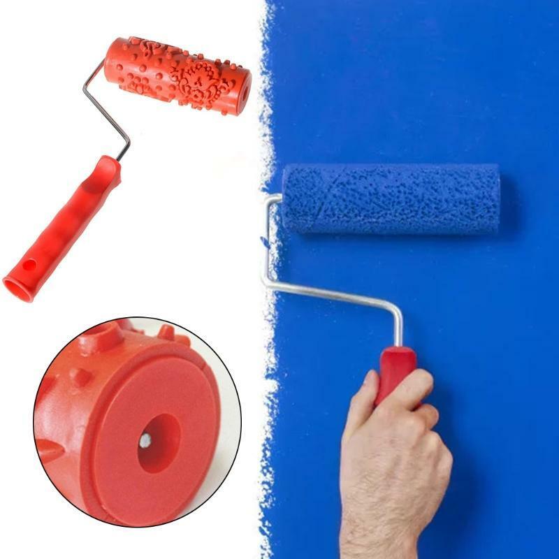 Home Wall Rubber Paint Roller Wooden Grain Painting Roller with Plastic Handle