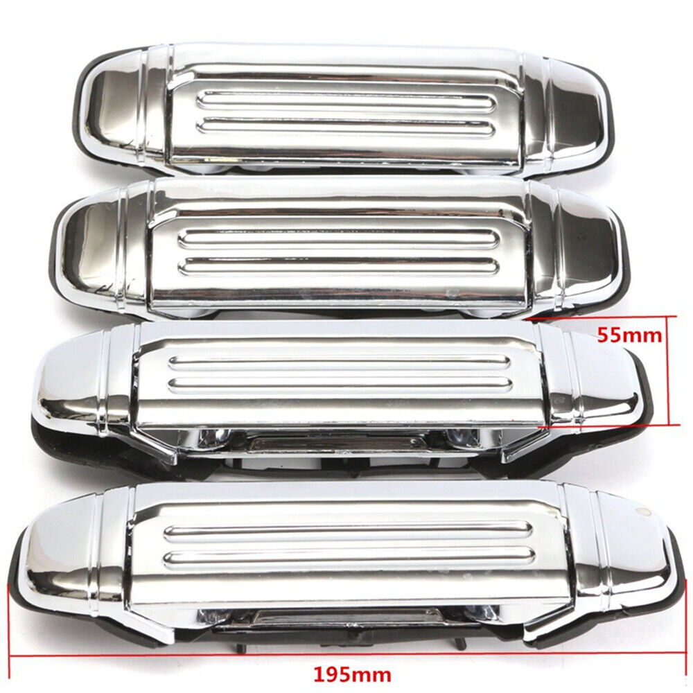 4Pcs Chrome Outer Door Handle w/ Clip For Mitsubishi Pajero NH NK NJ NL 1991~00