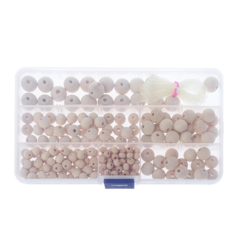 220 Raw Wood Beads for Craft Decoration Round Beads Garland Home Christmas Decor
