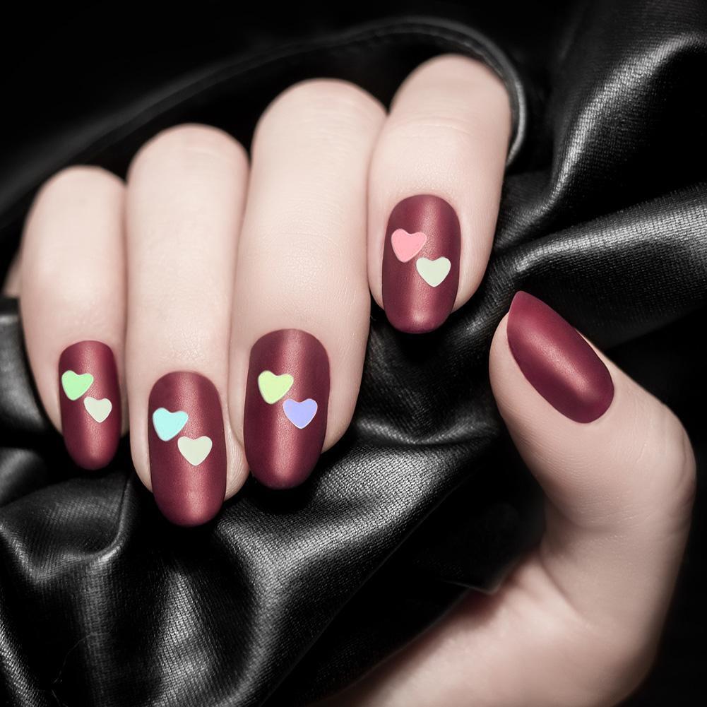 500pcs/bag Colorful Flashing Film DIY Solid Peach Heart Nail Glitter Sequin