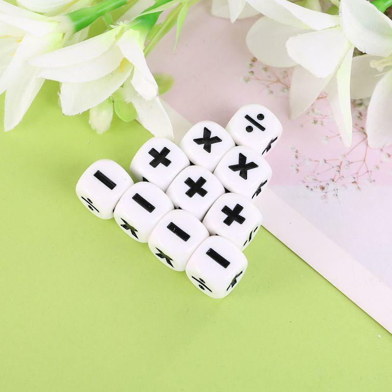 10 Pcs, 16mm D6 Dice Arithmetic Dice Mathematical Operators Club Pub Board Game