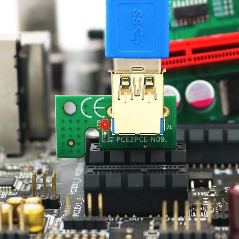 PCI Express 1X to 16X Extension Adapter USB3.0 PCI-E Riser Card Sata 6Pin Power