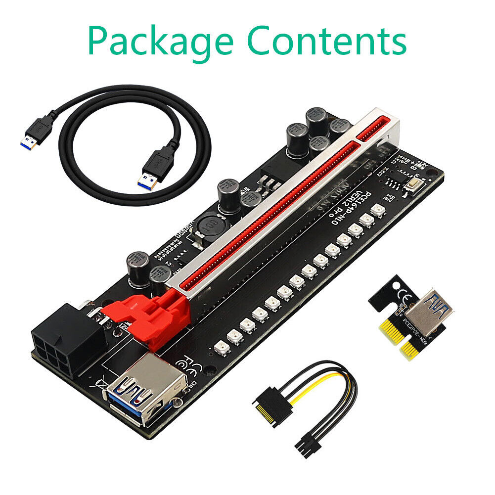 Ver12 Pro PCIE 1X to 16X Riser Graphics Card Extension for Bitcoin Mining