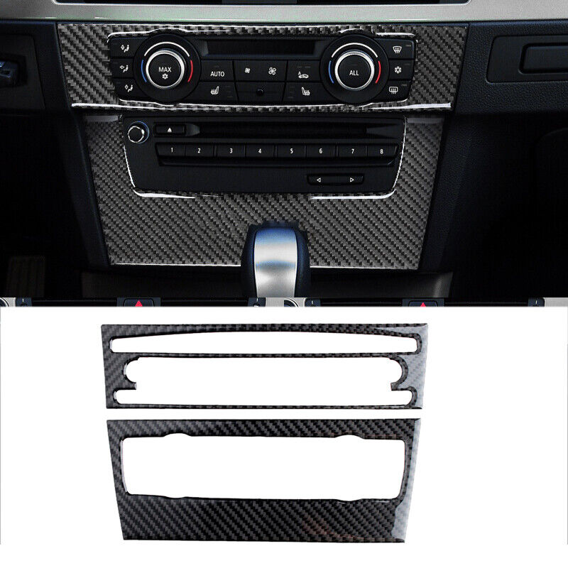 Carbon Fiber AC CD Control Panel Trim Cover Fit For BMW 3 E90 E92 E93 2005-2012