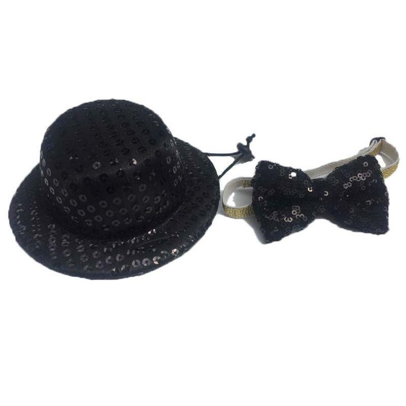 Dog Top Hat & Bow Ties Pet Birthday Costumes Set for Cat Dog Christmas Birthday