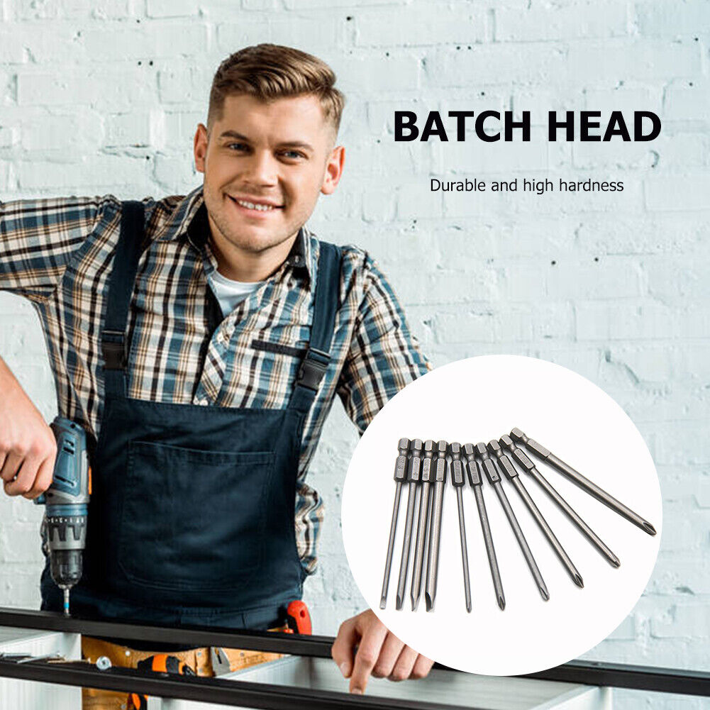 10pcs 100mm Hex Shank Anti Slip Screwdriver Bits Magnetic Driver Batch Head
