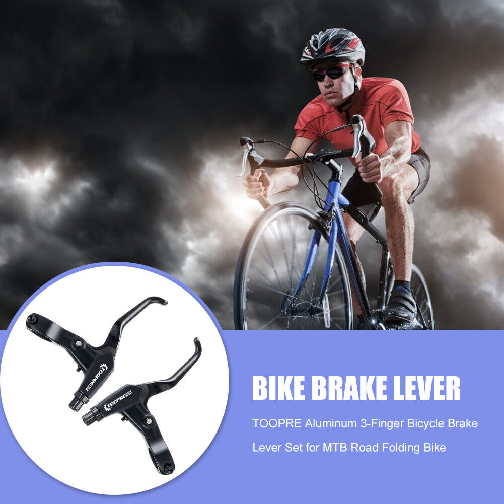 TOOPRE Aluminum 3-Finger Brake Lever Set for MTB Road Folding Bike (Black)