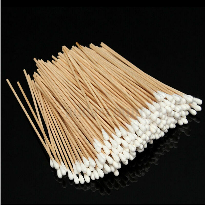 100Pcs Medical Swabs 6'' Long Wood Handle Sturdy Cotton Applicator Swab Q-tip