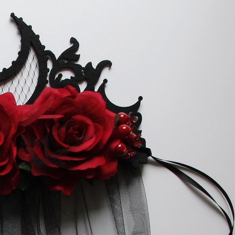 Black Veil Crown Day of the Death Headband Halloween Crown Gothic Headwear