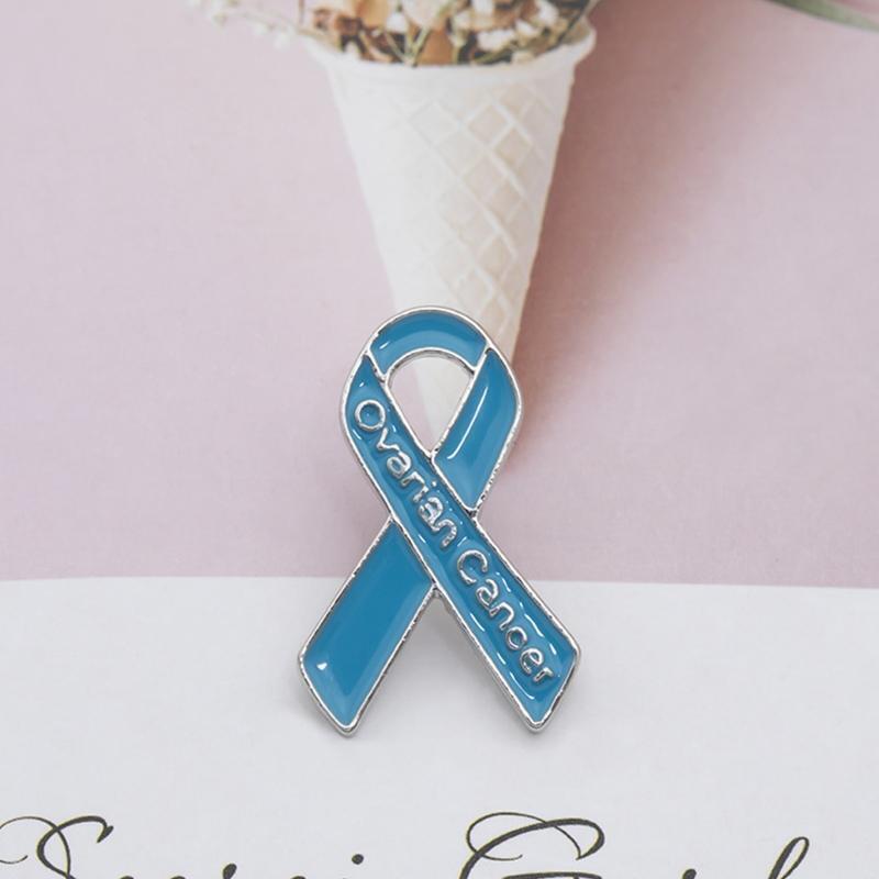 Ovarian Cancer Awareness Jewelry Survivor Gifts For Women Blue Ribbon Brooch