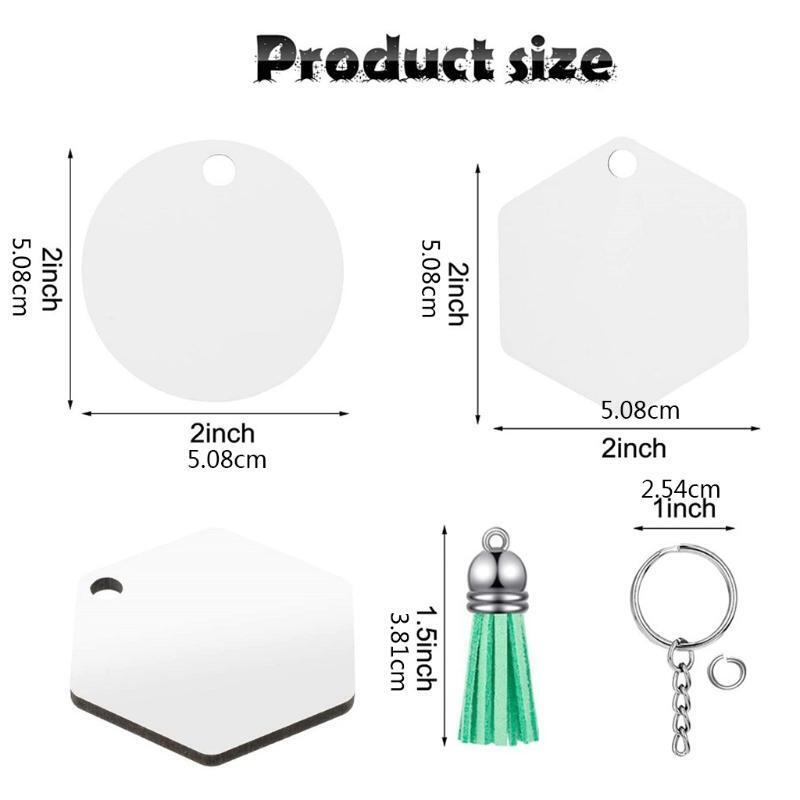 Sublimation Blank Keychains Heat Transfer DIY Keychain with Metal Key Ring