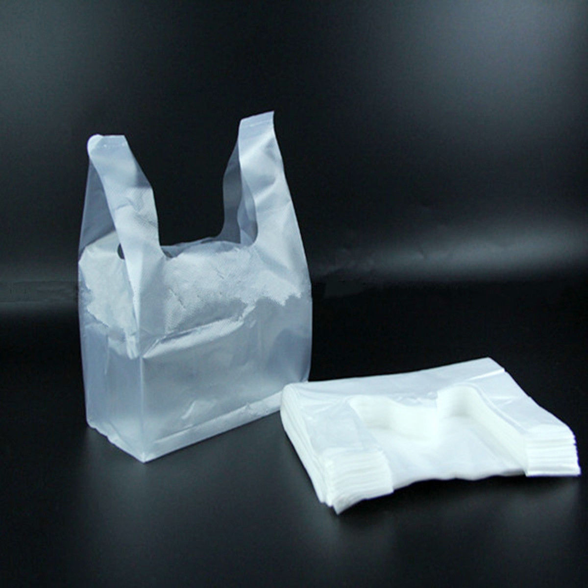 Carry Out Retail Supermarket Grocery White Plastic Shopping Bag 28.5x18cm 100Pcs