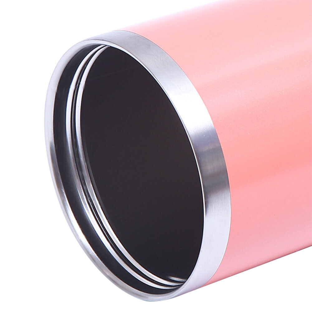 Stainless Steel Coffee Mug with Straw Ice Cooler Thermal Water Cup (Pink)