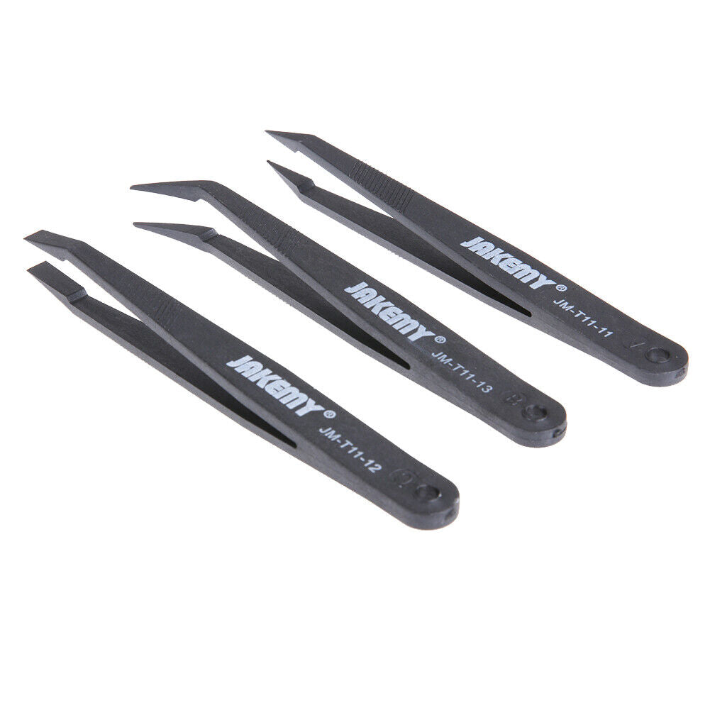 JAKEMY Anti-static Glass Fiber Tweezers Set Straight and Curved Tweezers