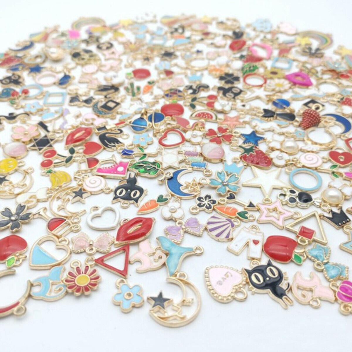 20Pcs Random Color DIY Mixed Enamel Alloy Pendant Charms Jewelry Accessories