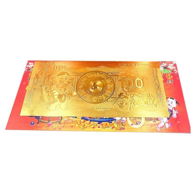 Chinese Zodiac New Year Tiger Metal Foil Note Collection with Red Money Envelope
