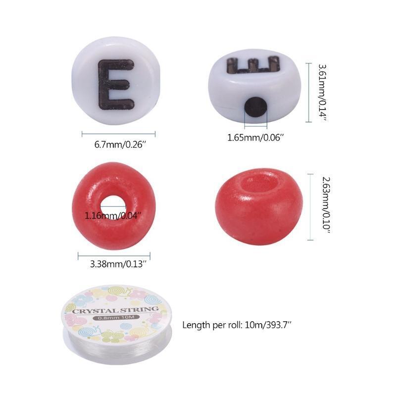 Acrylic English Alphabet Beads Set Rainbow Colored Glass Rice Beads for Gifts